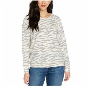 NWT Buffalo David Bitton Animal Print Sweatshirt, Silver Zebra, Size S